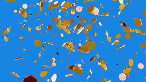 Exploding Gold Coins Motion Graphic Loop. Vídeos de archivo 321110095