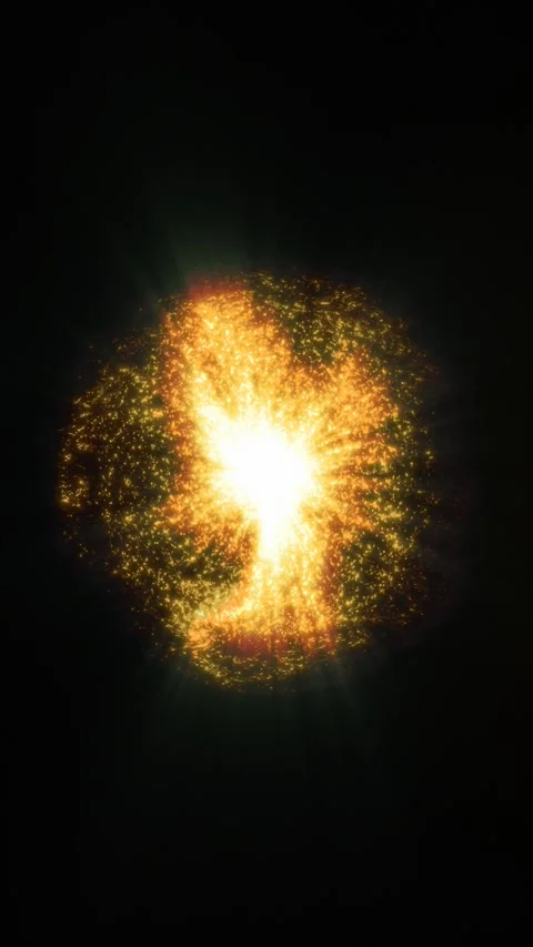 Exploding Golden Energy Ball Particle Burst Loop Animation Stock Footage 338303686