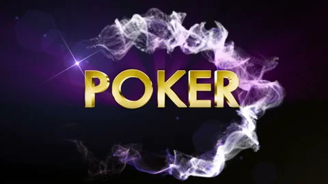 Exploding Golden Poker Text Animation on Blue Background, Loop Stock Footage 165970354