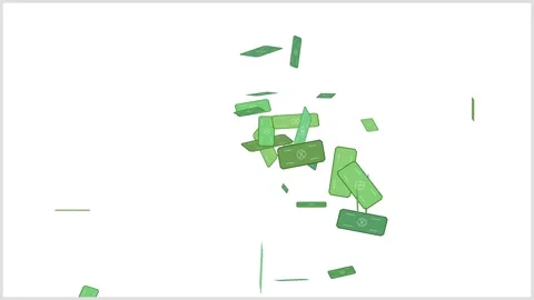 Exploding Green Banknotes and Flying Money on White Background Vídeos de archivo 344015656
