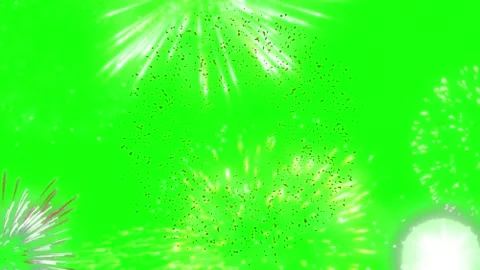 Exploding Green Fireworks Display Isolated on Chroma Key Background for Visual Video stock 338326080