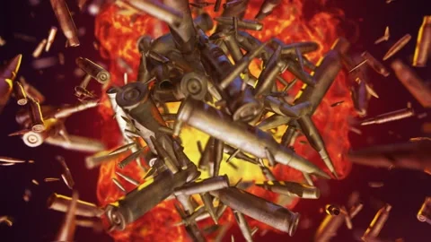 Exploding gun bullets in slow motion Video stock 263466992