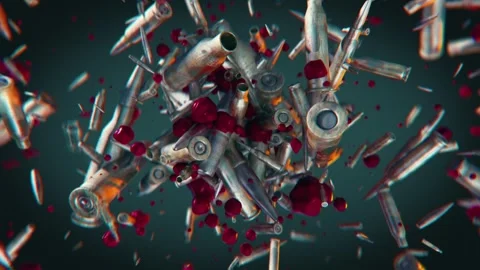 Exploding gun bullets in slow motion Video stock 263467180