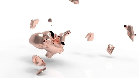 Exploding heart of gold 3D animation Stock Footage 79349176