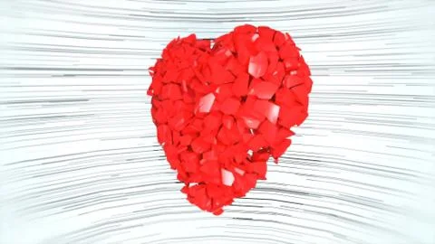 Exploding heart on white background. Illustrazione stock