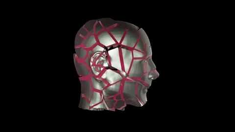 Exploding human head. 3d animation rendering Stock Footage 160711630