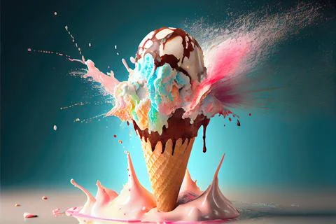 Exploding Ice Cream Cone 스톡 일러스트
