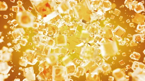 Exploding ice cubes in 4K Video stock 132772803