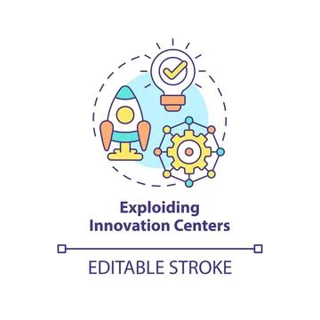 Exploding innovation centers concept icon Stock Illustration