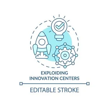 Exploding innovation centers turquoise concept icon Stock Illustration