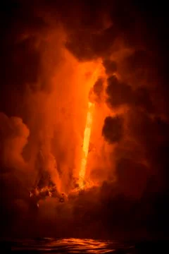 Exploding lava flow in Hawaii Stock Photos