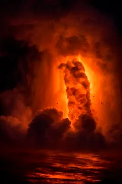 Exploding lave in Hawaii Stock Photos