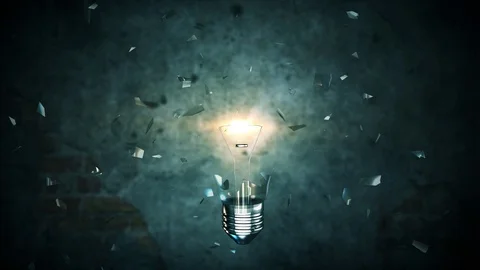Exploding light bulb 4K Creative innovation idea concept on background Stock Footage 112480426