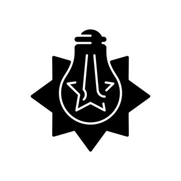 Exploding light bulb black glyph icon Stock Illustration