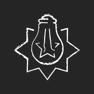 Exploding light bulb chalk white icon on dark background Stock Illustration