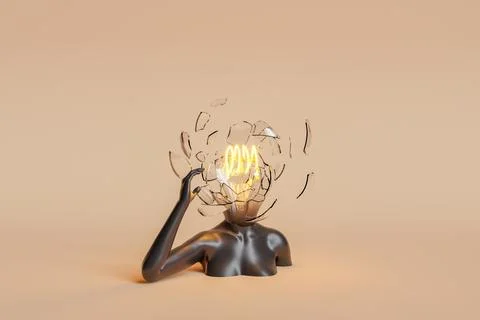 Exploding light bulb head Ilustración de archivo