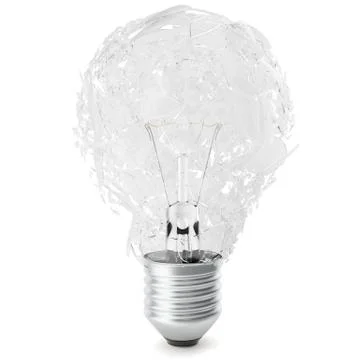 Exploding light bulb on white background. 3D Rendering Stock Illustration