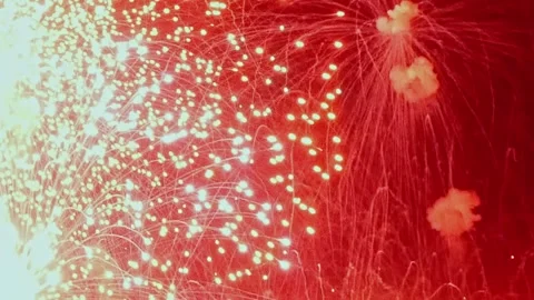 Exploding light over the night sky during Fourth of July Video stock 317281653