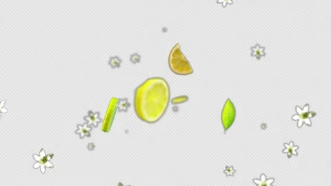 Exploding Lime Slices &amp; Lemon Flowers Overlay Stock Footage 332294411