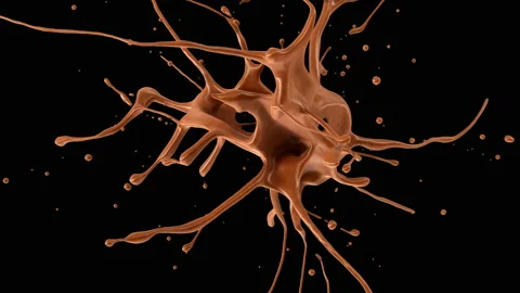 Exploding liquid chocolate in Matte Alpha Channel mask in slow motion 4K Video stock 169409722