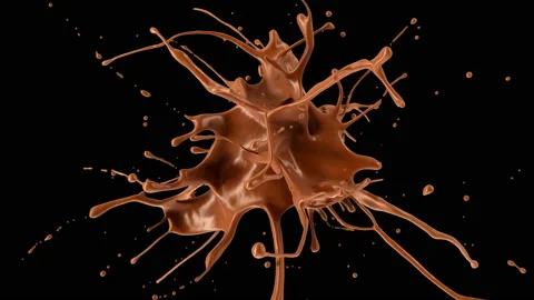 Exploding liquid chocolate in Matte Alpha Channel mask in slow motion 4K Video stock 169409730
