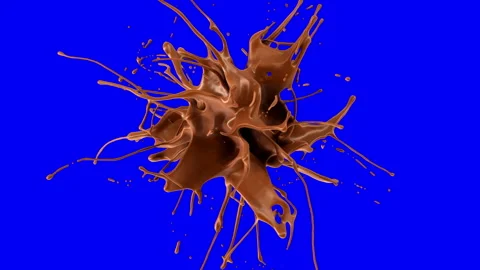 Exploding liquid chocolate in Matte Alpha Channel mask in slow motion 4K Stock-Footage 169409737