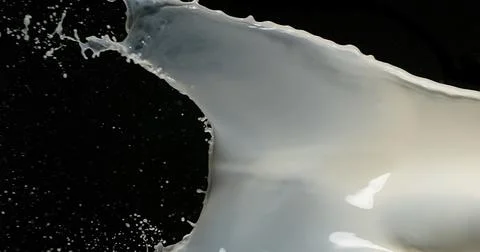 Exploding Milk against Black Background Stockfoto's