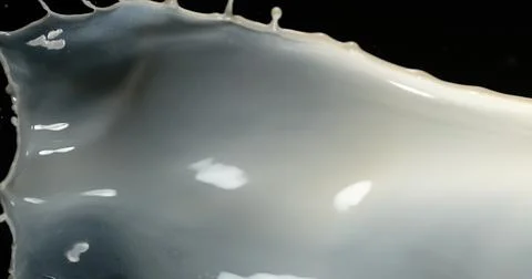 Exploding Milk against Black Background Stock Photos