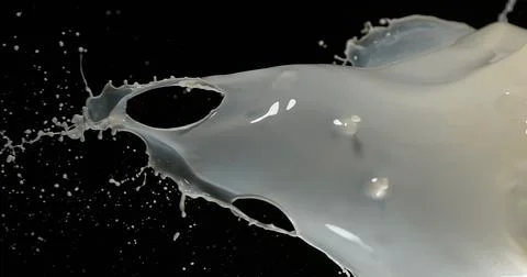 Exploding Milk against Black Background Foto stock