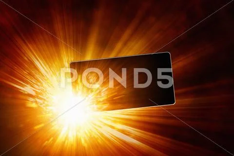 Exploding mobile phone, overheating battery cells, smartphone battery explosi Stock Photos