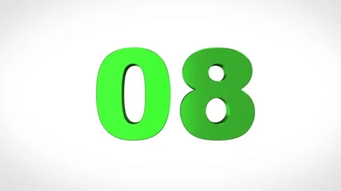 Exploding Morphing 3D countdown from ten. 4K Green on White version Stock Footage 72227178