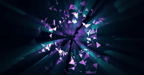 Exploding Neon Triangles and Light Rays Animation Stock Footage 161541508