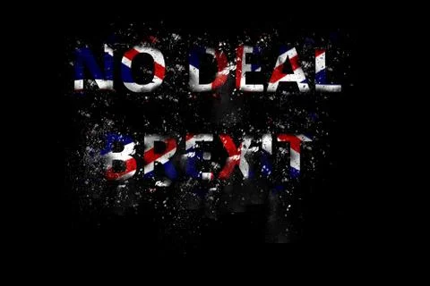 Exploding No Deal Brexit Text in Union Jack colours Foto stock