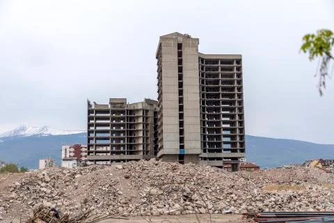 Exploding old building . Stock Photos