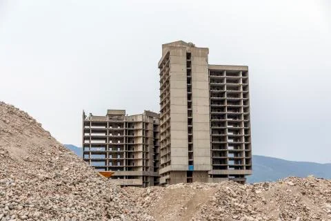 Exploding old building . Stock Photos