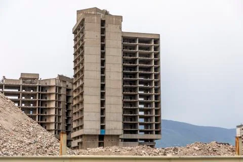 Exploding old building . Stock Photos