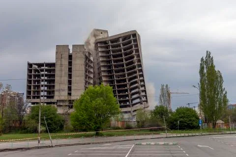 Exploding old building . Stock Photos