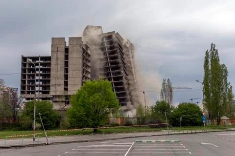 Exploding old building . Stock Photos