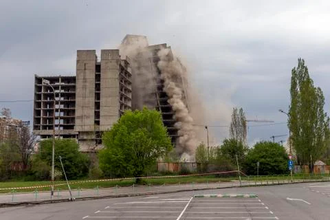 Exploding old building . Stock Photos