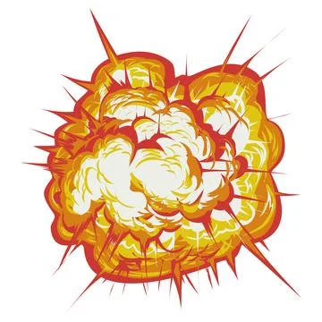 Exploding Orange Yellow Cloud with Spikes Comic Style on White Stock Illustration