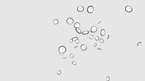 Exploding Overlay Clocks Animation on Alpha Channel, Loop Stock Footage 304428192