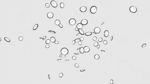 Exploding Overlay Clocks Animation on Alpha Channel, Loop Stock Footage 304428405