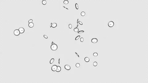 Exploding Overlay Clocks Animation on Alpha Channel, Loop Stock Footage 308979272