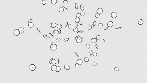 Exploding Overlay Clocks Animation on Alpha Channel, Loop Stock Footage 312358275