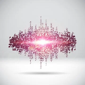 Exploding party music wave made of notes Illustrazione stock