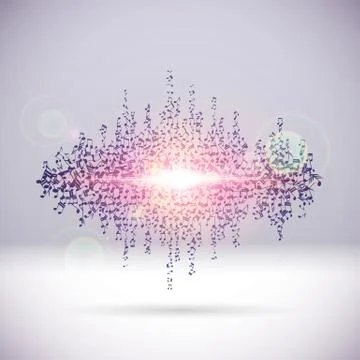 Exploding party music wave made of notes Illustrazione stock