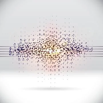 Exploding party music wave made of notes Illustrazione stock