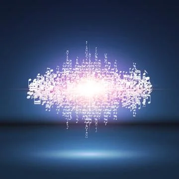 Exploding party music wave made of notes Illustrazione stock