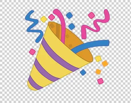Exploding party popper flat icon with colorful confetti and streamers for c.. Stock Illustration