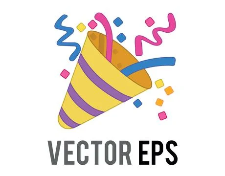 Exploding party popper flat icon with colorful confetti and streamers for c.. Stockillustratie
